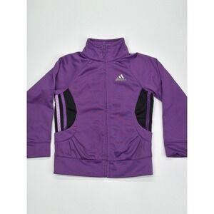Adidas Kids Purple Track Jacket Full Zip 3-Stripe Athletic Sweatshirt 3T